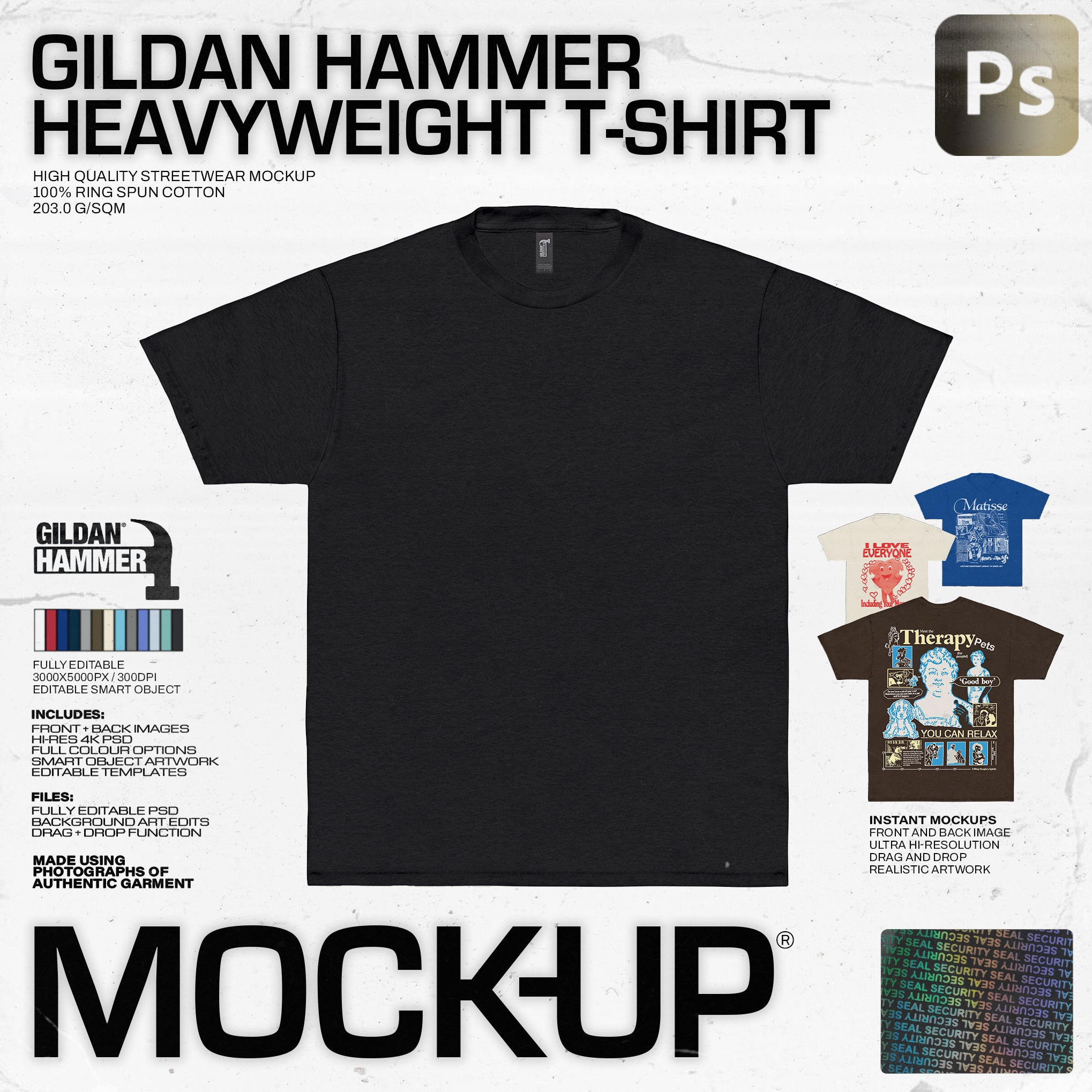 Gildan Hammer® T-Shirt Mock-up PSD Download document 